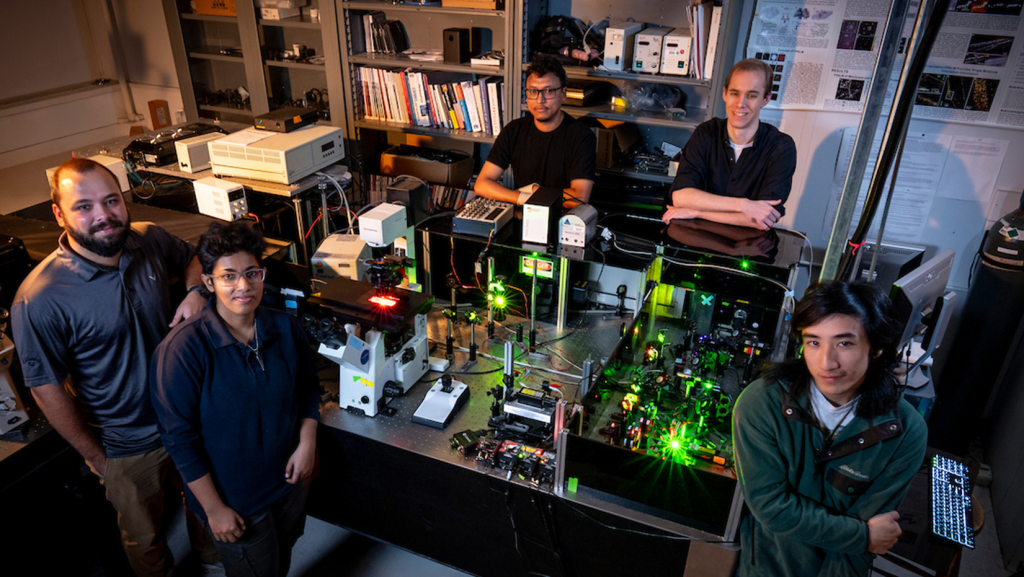 A photo of students in a lab